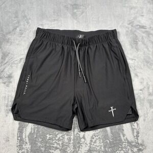 Three Nails Men's Shorts Lined Athletic Gym Running Shorts Black Size Large